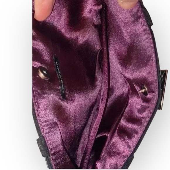 VICTORIA’S SECRET Glamorous Rhinestone Suede Evening Clutch in Black - Picture 3 of 4